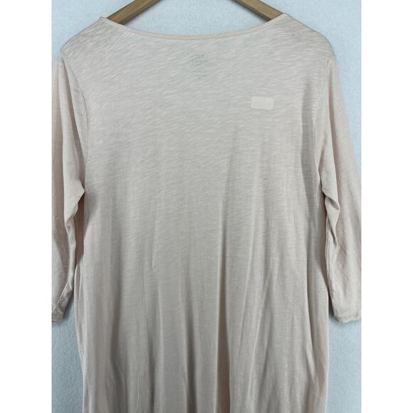 EILEEN FISHER GARNET HILL Nightgown XS Sleepwear Organic Cotton Pleat Slub Pink - Picture 9 of 14